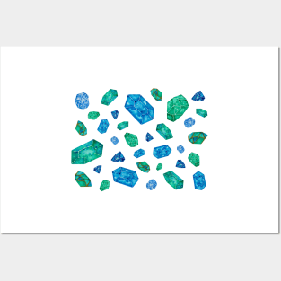 Blue gemstones pattern Posters and Art